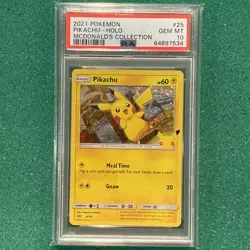 2021 Pokemon McDonald's Collection 25th Aniv PIKACHU Holo PSA 10 GEM MINT 25/25 - Image 1