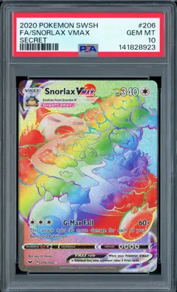 PSA 10 Snorlax VMAX #206 2020 Pokemon Sword & Shield Full Art Secret - Image 1