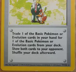Pokemon Trader 77/102 Rare Non-Holo Base Set Pokemon Trainer Card LP - Image 3