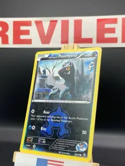 Team Aqua's Poochyena 16/34 Pokemon Double Crisis XY Reverse Holo Common Card HP - Image 3