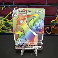 Aegislash VMAX 190/185 Vivid Voltage Holo 2020 Pokemon Card Rainbow NM - Image 1