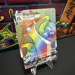 Aegislash VMAX 190/185 Vivid Voltage Holo 2020 Pokemon Card Rainbow NM - Image 2