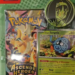 Pokemon Mega Evolution Ascended Heroes Kit Erika Tangela Foil Card Coin Booster - Image 2