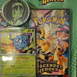 Pokemon Mega Evolution Ascended Heroes Kit Erika Tangela Foil Card Coin Booster - Image 3