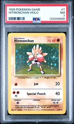 PSA 7 NM Hitmonchan 007/102 Base Set Holo Pokemon 1999 Near Mint - Image 1