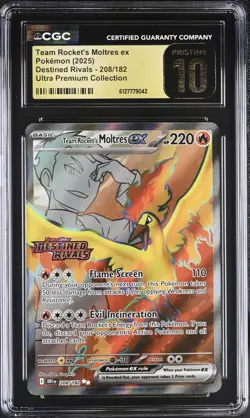 Pokemon Team Rocket's Moltres ex 208/182 STAMPED Destined Rivals CGC 10 PRISTINE - Image 1