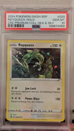 Pokemon Rayquaza Holo Promo SWSH029 PSA 10 Gem Mint Sea And Sky Crown Zenith - Image 1