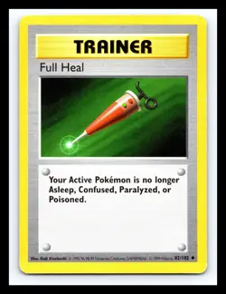 💥 Trainer Full Heal Pokemon TCG 1999 (Shadowless Set) Non Holo Vintage #82/102 - Image 1