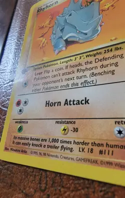 Rhyhorn #61/64 Jungle 1st Edition Pokemon TCG - Image 2