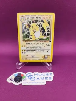 Lt. Surge's Raichu Holo Foil Pokemon TCG GYM Leaders Pikachu 11/132 *CCGHouse* - Image 1