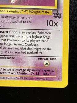 FREE SHIPPING Mew #8 Black Star Promo WOTC Pokemon League 2000 Non-Holo Vintage - Image 4