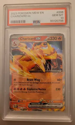 PSA 10 2023 Pokemon English 151 Charizard Ex Double Rare 006/165 - Image 1
