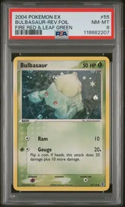 2004 POKEMON EX FIRE RED & LEAF GREEN #55 BULBASAUR REVERSE HOLO PSA 8 + BONUS - Image 1