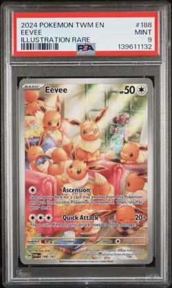 PSA 9 Eevee #188 Twilight Masquerade 2024 Pokemon MINT - Image 1