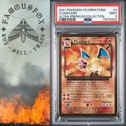 2021 Pokemon Charizard Celebrations UPC Gold Metal Promo #4 PSA 9 Mint Pokemon - Image 1
