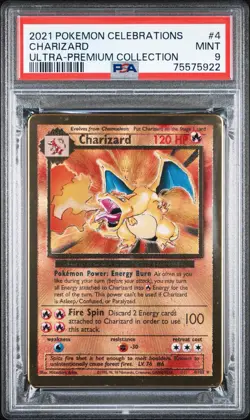 2021 Pokemon Charizard Celebrations UPC Gold Metal Promo #4 PSA 9 Mint Pokemon - Image 2