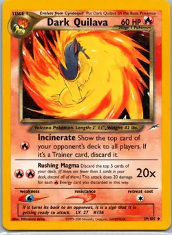 Pokemon TCG Dark Quilava 39/105 Neo Destiny NM - Image 1