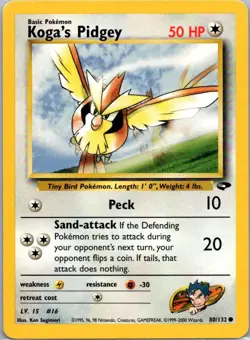 Pokemon TCG Kogas Pidgey 80/132 Gym Challenge LP - Image 1