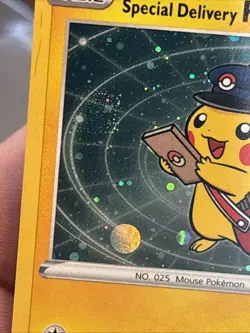 Pokemon Special Delivery Pikachu SWSH074 SWSH: Promo Card Holo DOUBLE SWIRL wow - Image 5