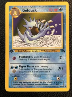 Pokemon TCG Golduck Fossil 1st Edition Uncommon Card 35/62 Regular 1999 - Image 1