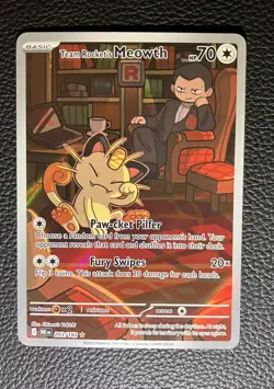 Pokemon Team Rockets Meowth Card 203/182 Destined Rivals NM - Image 1