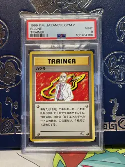 Pokemon Blaine PSA 9 MINT Rare 1999 Vintage Japanese Gym 2 Trainer Card - Image 1