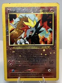 DAMAGED Entei 34 Holofoil WoTC Promo AUTHENTIC Pokemon Card - Image 1