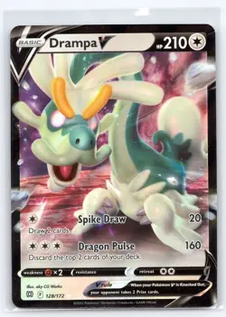 Pokemon NM Holo Drampa V 128/172 Ultra Rare SWSH09: Brilliant Stars - Image 1