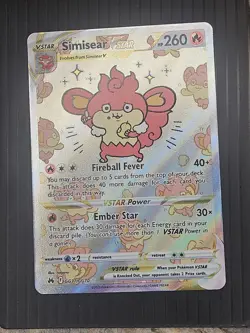 Simisear Vstar GG37/GG70 Crown Zenith Galarian Gallery Holo Rare Card Pokemon NM - Image 1