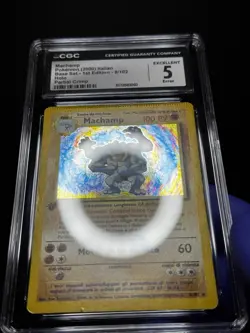 CGC 5 ERROR Pokemon Machamp #8 Base Set 1st Edition Holo ITALIAN PARTIAL CRIMP! - Image 3