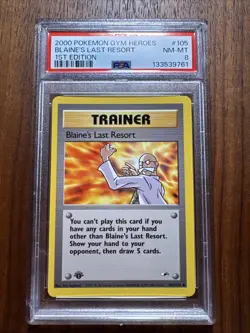 2000 Pokemon Gym Heroes Blaine’s Last Resort 1st Edition #105/132 PSA 8 - Image 1
