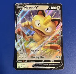 Meowth V Black Star Promo Full Art Ultra Rare Pokemon Card SWSH004 - Image 1