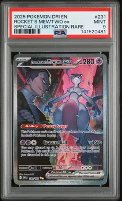 2025 POKEMON DRI EN-DESTINED RIVALS #231 TEAM ROCKET'S MEWTWO EX PSA 9 - Image 1