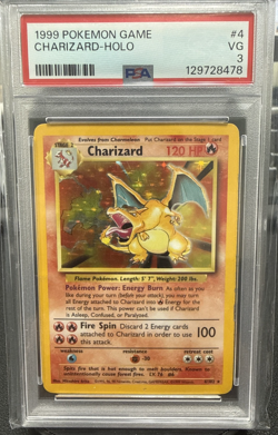 1999 POKEMON BASE SET UNLIMITED #4 CHARIZARD-HOLO PSA 3 - Image 1
