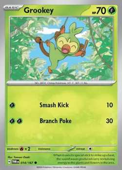 x4 Grookey - 014/167 - Common - Reverse Holo Pokemon SV06 Twilight Masquerade M/ - Image 1