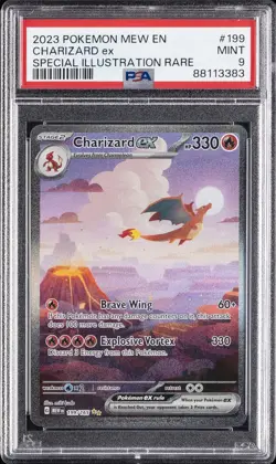 2023 POKEMON MEW EN-151 SPECIAL ILLUSTRATION RARE #199 CHARIZARD EX PSA 9 - Image 1