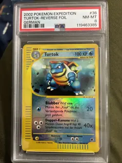 Pop 2 (1 Higher) Pokemon Expedition Blastoise Reverse Holo German Turtok Psa 8 - Image 1