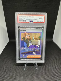 2025 Pokemon S&V Prismatic Evolutions Drayton Special Illustration PSA 8 172/131 - Image 1