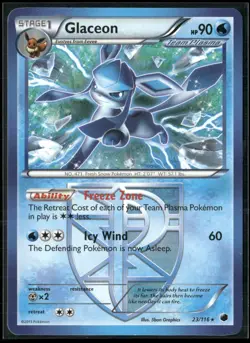 Pokemon - Glaceon 23/116 Regular Rare BW Plasma Freeze MP - Image 1