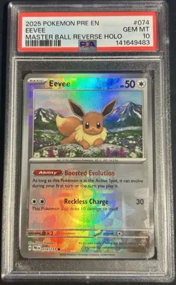 Eevee 074/131 PSA 10 Prismatic Evolutions MASTER BALL Holo Pokemon - GEM MINT - Image 1