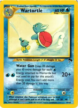 Pokemon TCG Wartortle Card 15/18 Southern Islands Non-Holo Vintage HP - Image 1