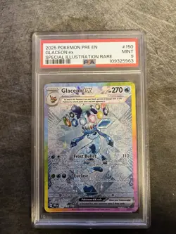 Pokemon TCG Prismatic Evolutions Glaceon EX Card 150/131 Sir Ultra Rare, PSA 9 - Image 1