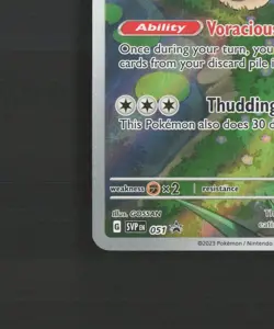 Snorlax SVP 051 Scarlet & Violet Full Art Black Star Promo Holo Pokemon Card LP - Image 5
