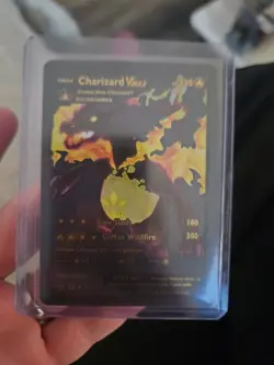 Charizard Vmax Premium Black Foil Fan Art Vinyl Textured Collector Pokemon Card - Image 1