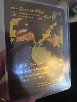 Charizard Vmax Premium Black Foil Fan Art Vinyl Textured Collector Pokemon Card - Image 2