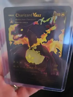 Charizard Vmax Premium Black Foil Fan Art Vinyl Textured Collector Pokemon Card - Image 3