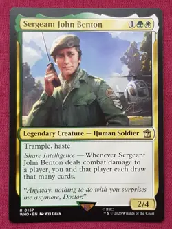 Magic The Gathering DOCTOR WHO SERGEANT JOHN BENTON green/white card MTG - Image 1