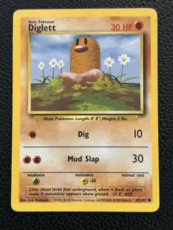Pokemon Card Diglett 47/102 Base Set Error Fighting Symbol Misprint LP - Image 1