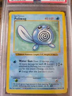 1999 Pokemon Base Set TCG Poliwag Shadowless PSA 9 Mint 59/102 - Image 2