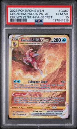 2023 POKEMON SWSH CROWN ZENITH #GG67 FULL ART/ORIGIN FORME PALKIA VSTAR PSA 10 - Image 1
